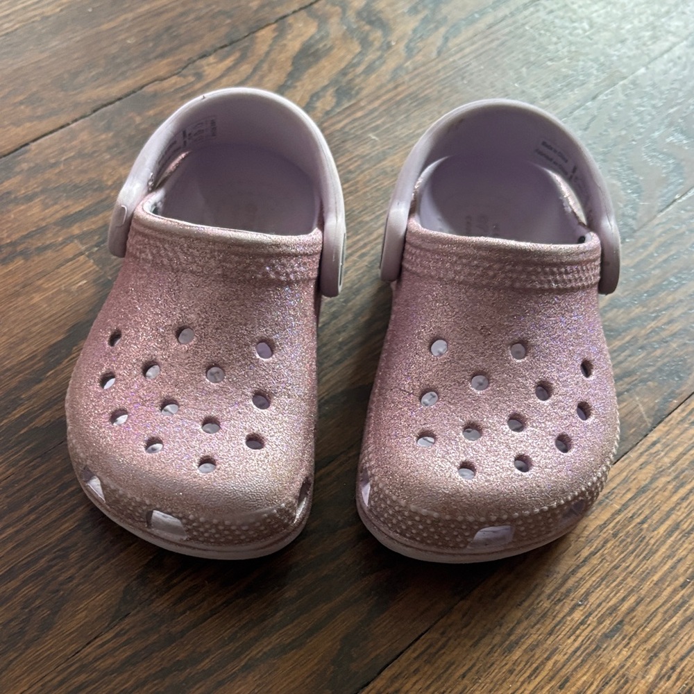 Size 6 Toddler Glitter Crocs